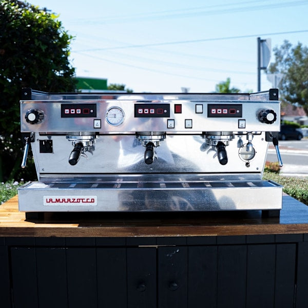 Immaculate La Marzocco Linea AV Gloss White with Chrono Shot Timers
