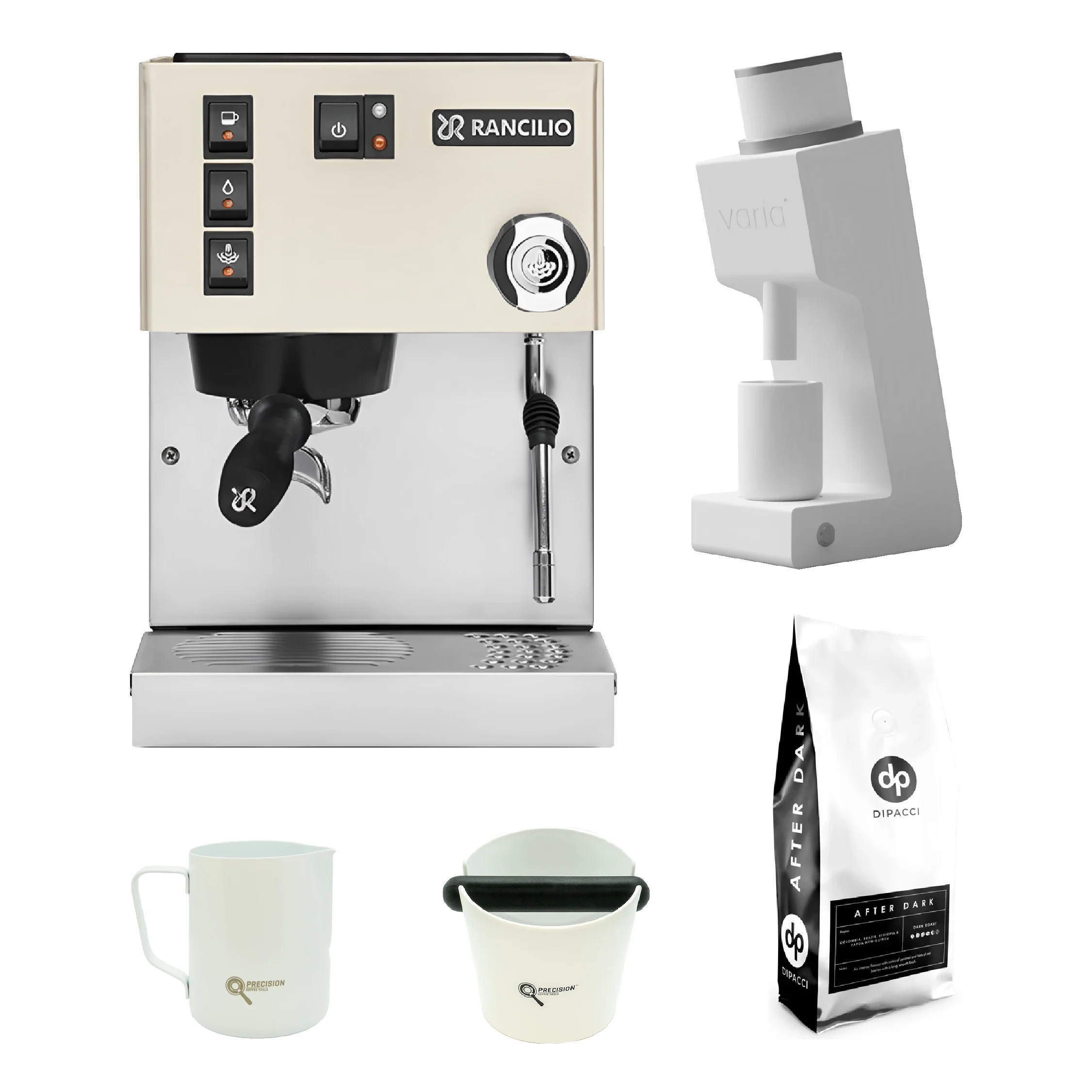 Rancilio Silvia V6 2025 Model +  Varia VS3 Coffee Grinder Gen 2 + 1kg  After Dark Blend + Precision Accessories