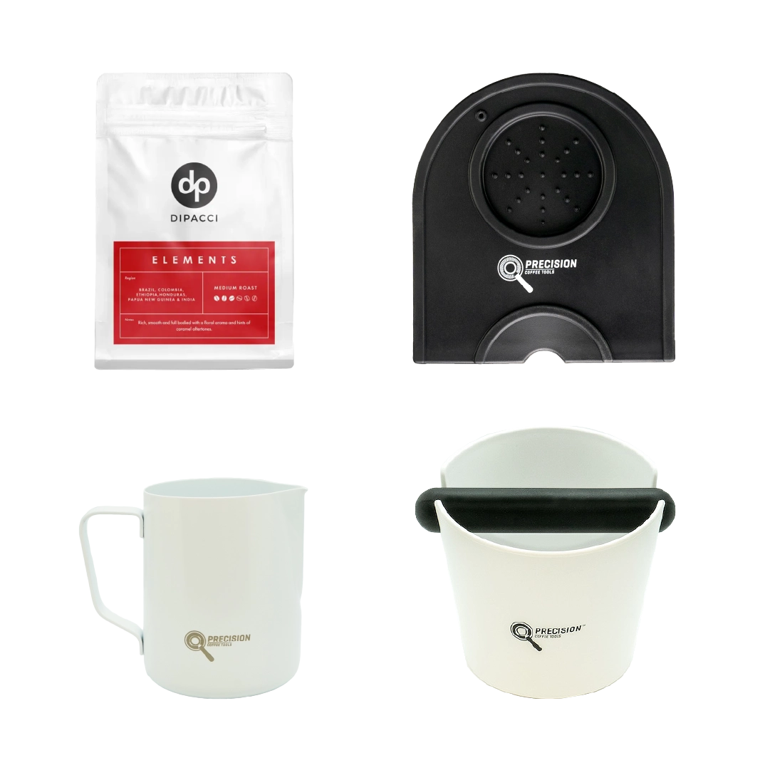 White Rancilio 2025 Model Silvia Bundle (Free Precision GS7 + Di Pacci Elements 250g + Precision Accessories)