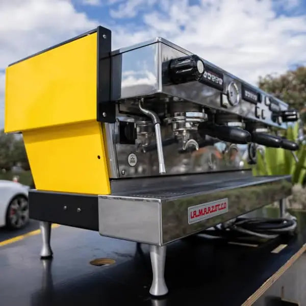 Clean Custom Yellow La Marzocco Linea AV Commercial Coffee