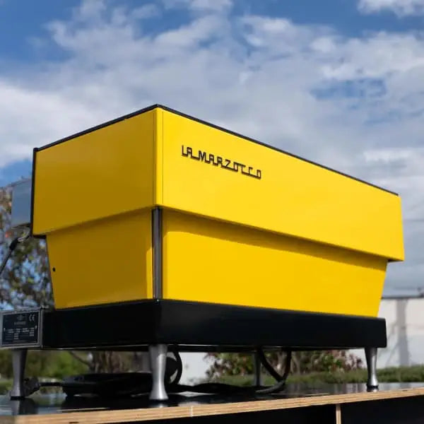 Clean Custom Yellow La Marzocco Linea AV Commercial Coffee