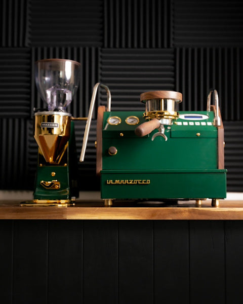 Custom La Marzocco GS3 & Mazzer Grinder Package 24 Carat Gold