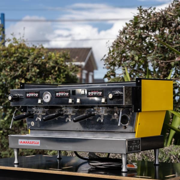 Clean Custom Yellow La Marzocco Linea AV Commercial Coffee Machine