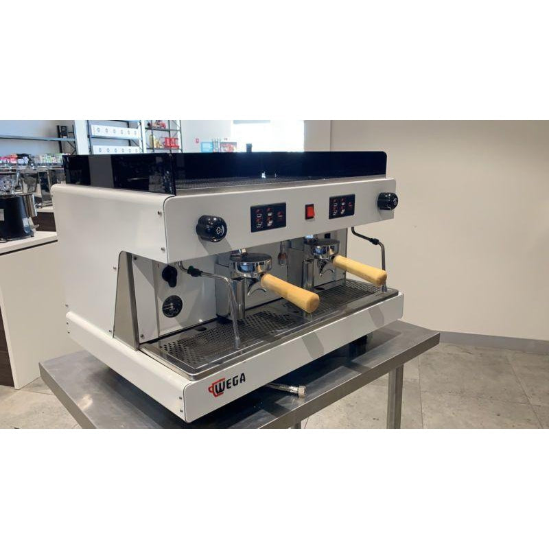 As New Custom White & Wood 2 Group Wega Pegaso Commercial Coffee Machine