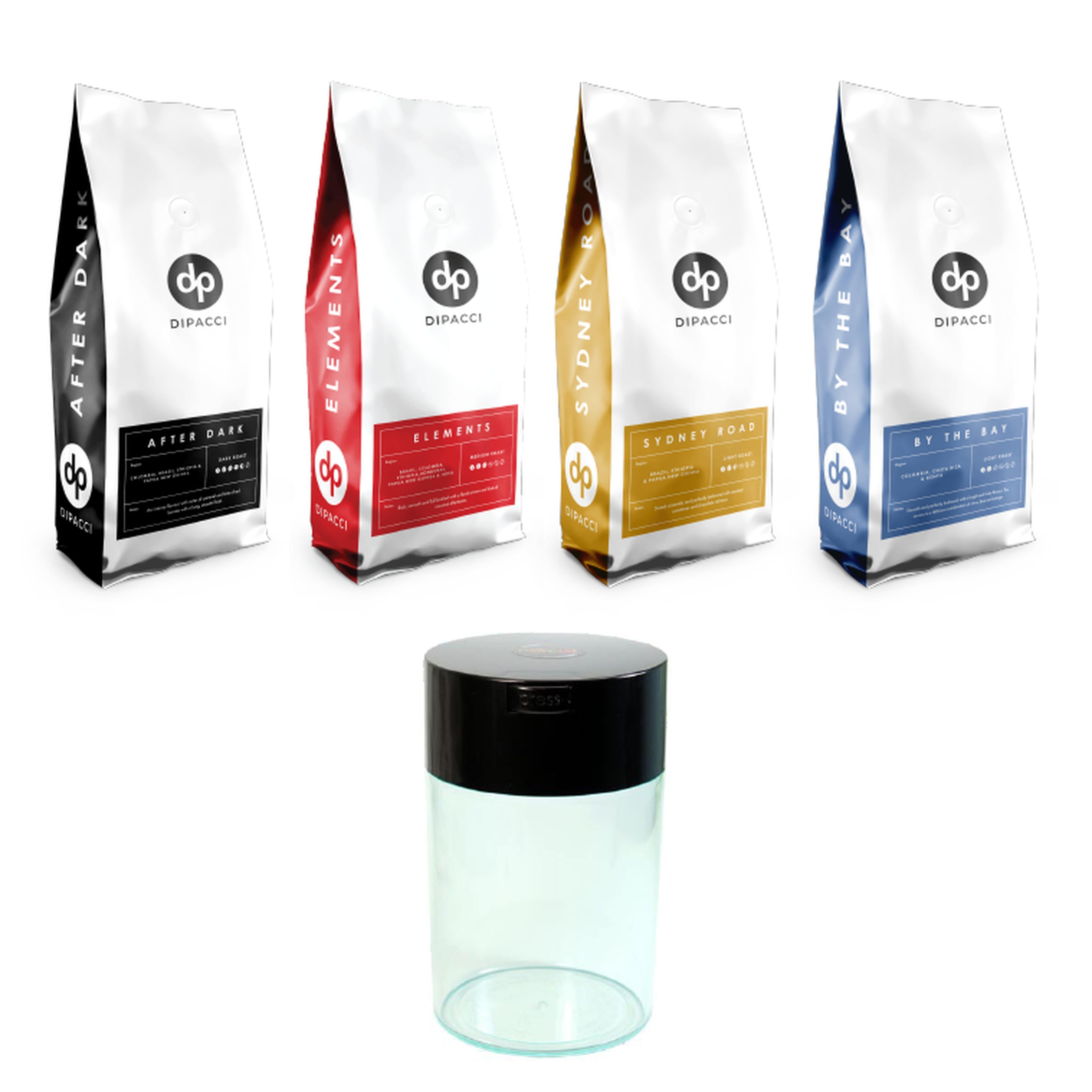 Dipacci Coffee Beans - 4kg with Free Precision Glass Coffee Bean Container