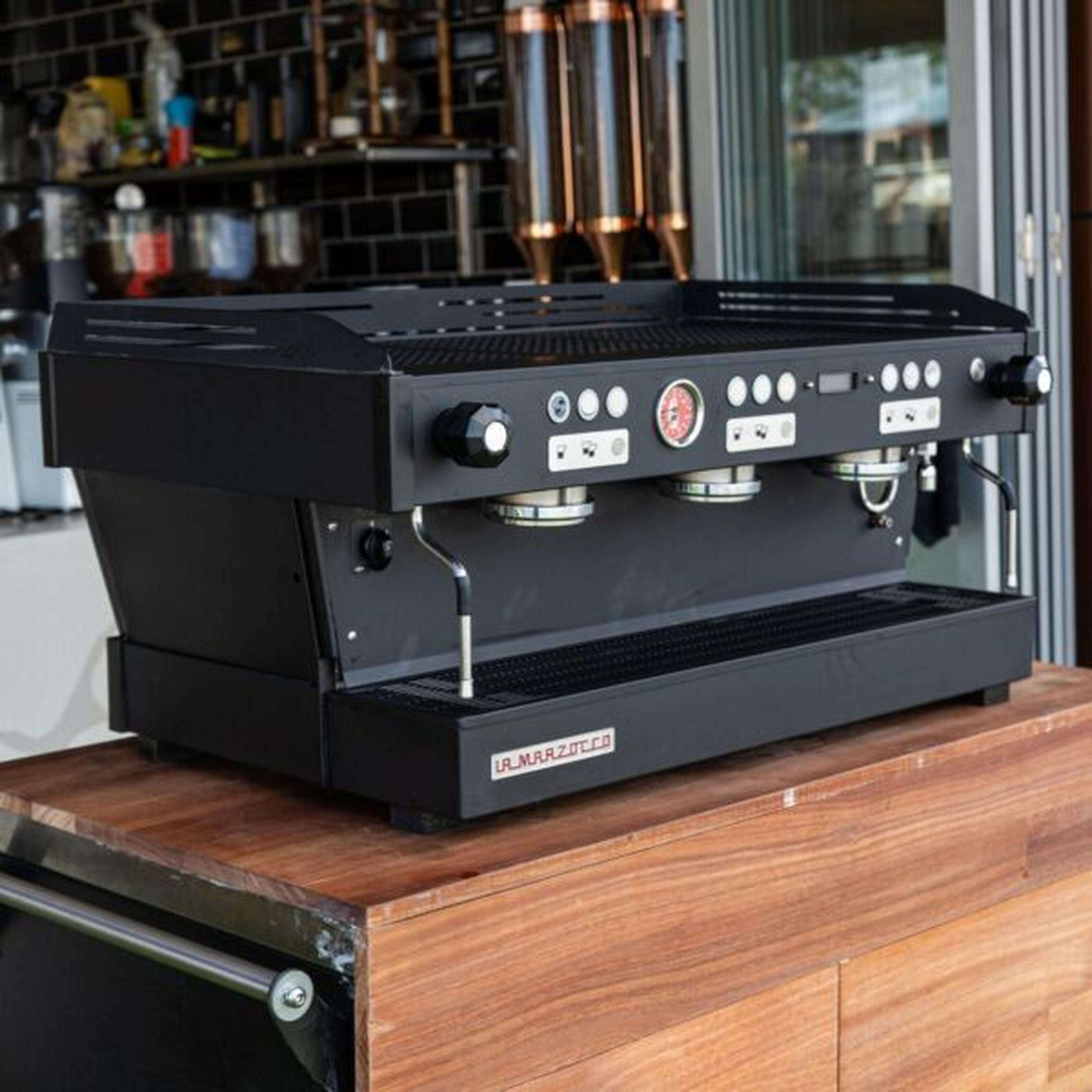 As new 3 Group Custom La Marzocco PB Commercial Coffee Machine Green