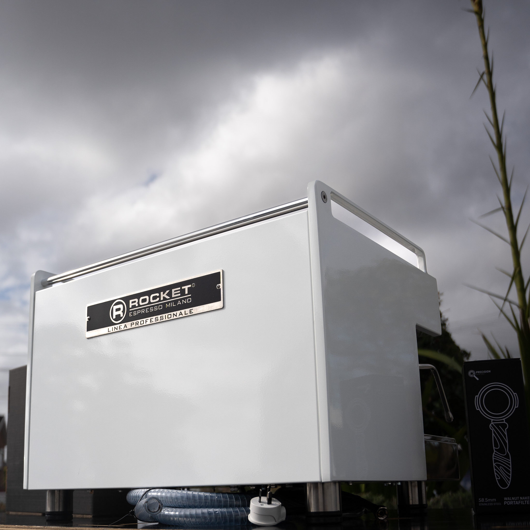 2 Group Rocket Boxer in custom white with Precision Walnut Handles