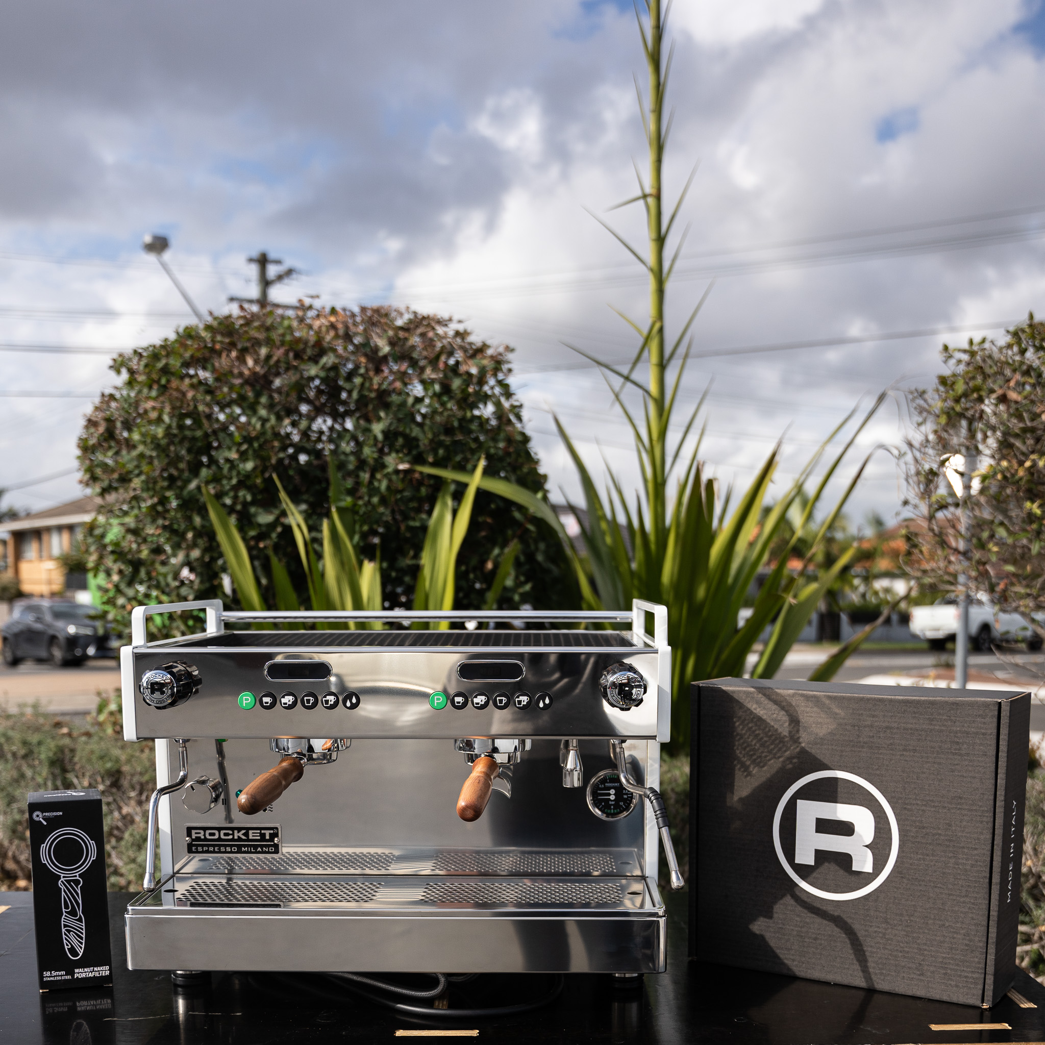 2 Group Rocket Boxer in custom white with Precision Walnut Handles