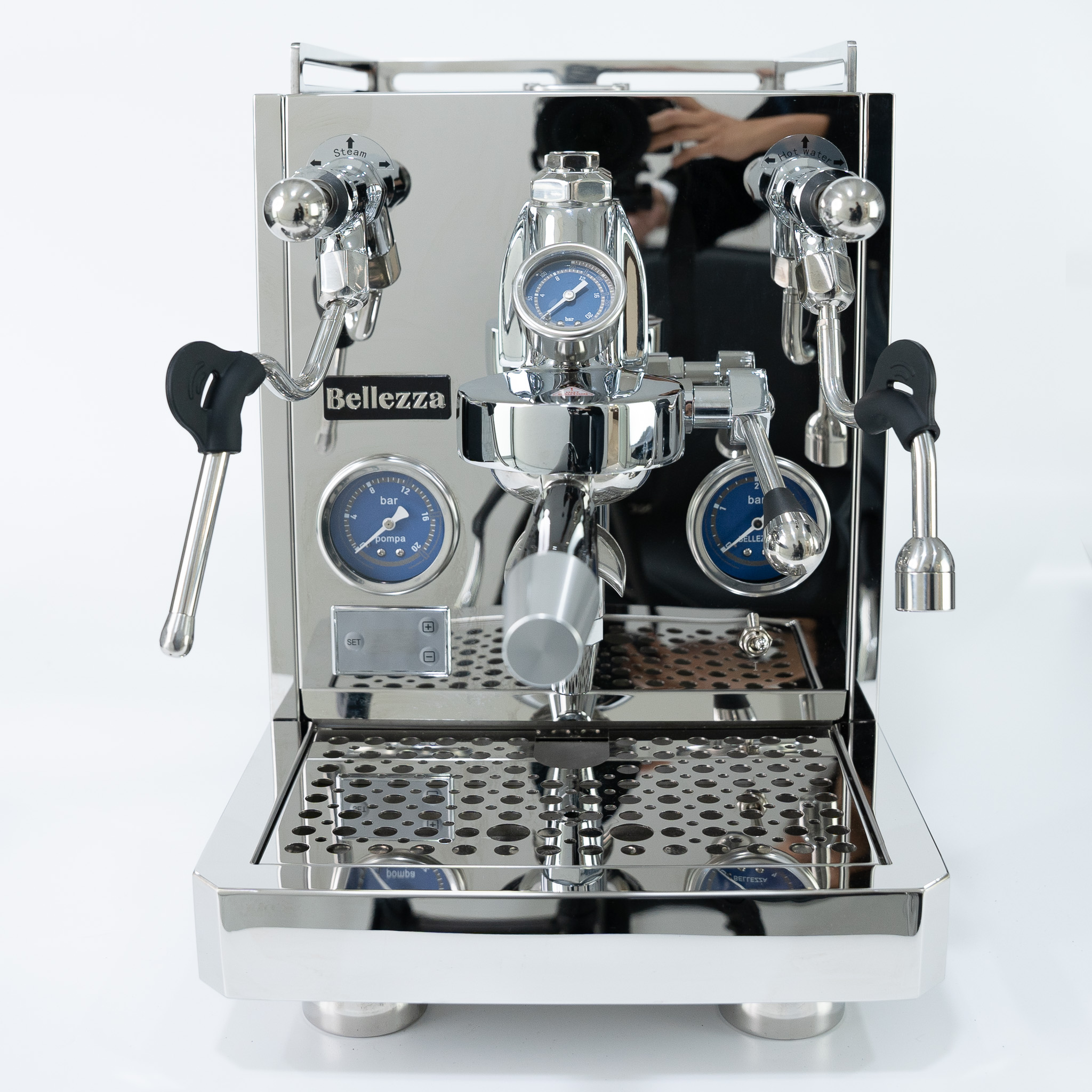 INIZIO R V2 COFFEE MACHINE WITH BLUE MANOMETER IN CHROME