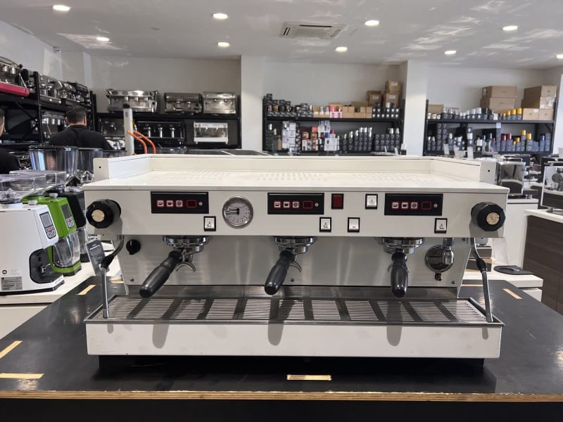 Used White Copper PB Steam Taps 3 Group Linea Classic Coffee Machine