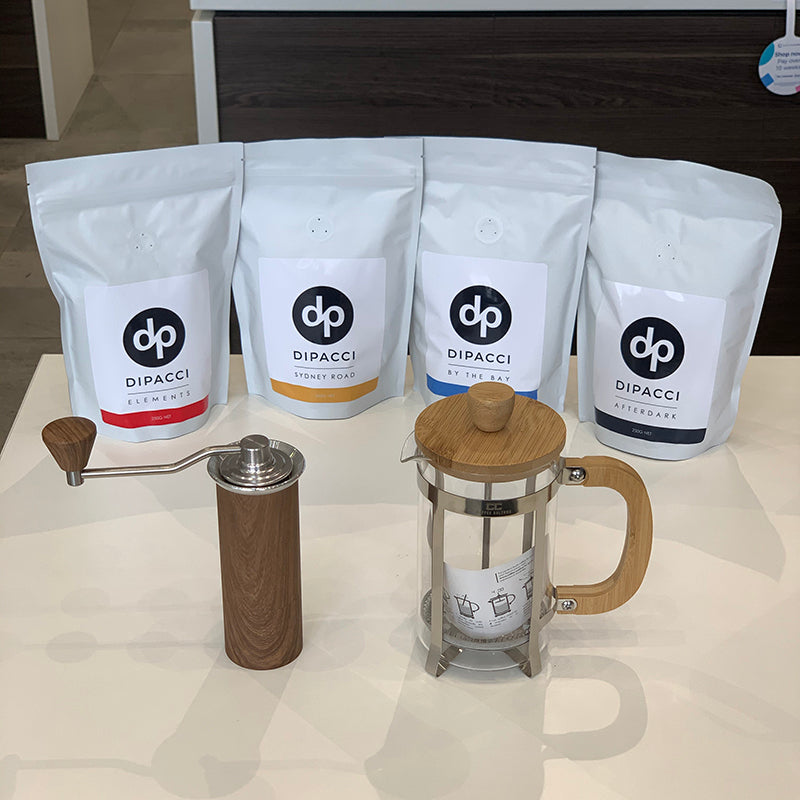 Pezzetti 600ml French Press + Precision Hand Grinder Bundle + Coffee Sample