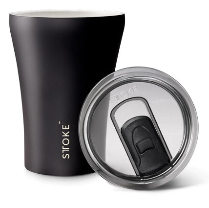 Sttoke Ceramic Reusable Cup Black 12 Oz