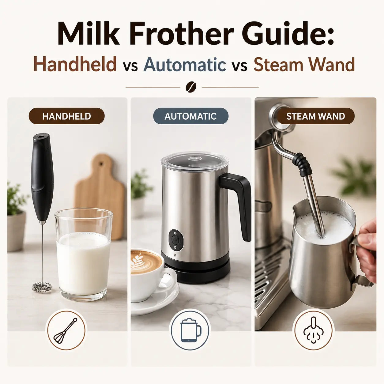 Milk Frother Guide: Handheld vs Automatic vs Steam Wand