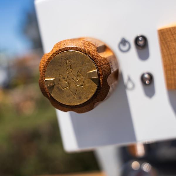 Pre Loved Custom La Marzocco Linea Mini In White & Timber Kit
