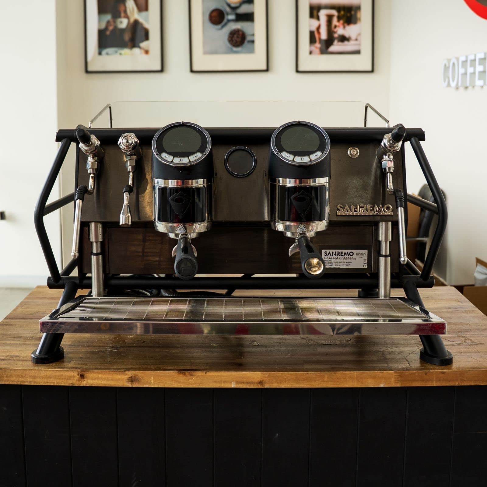 Pre Loved Black Sanremo Cafe Racer Naked 2 Group Coffee Machine