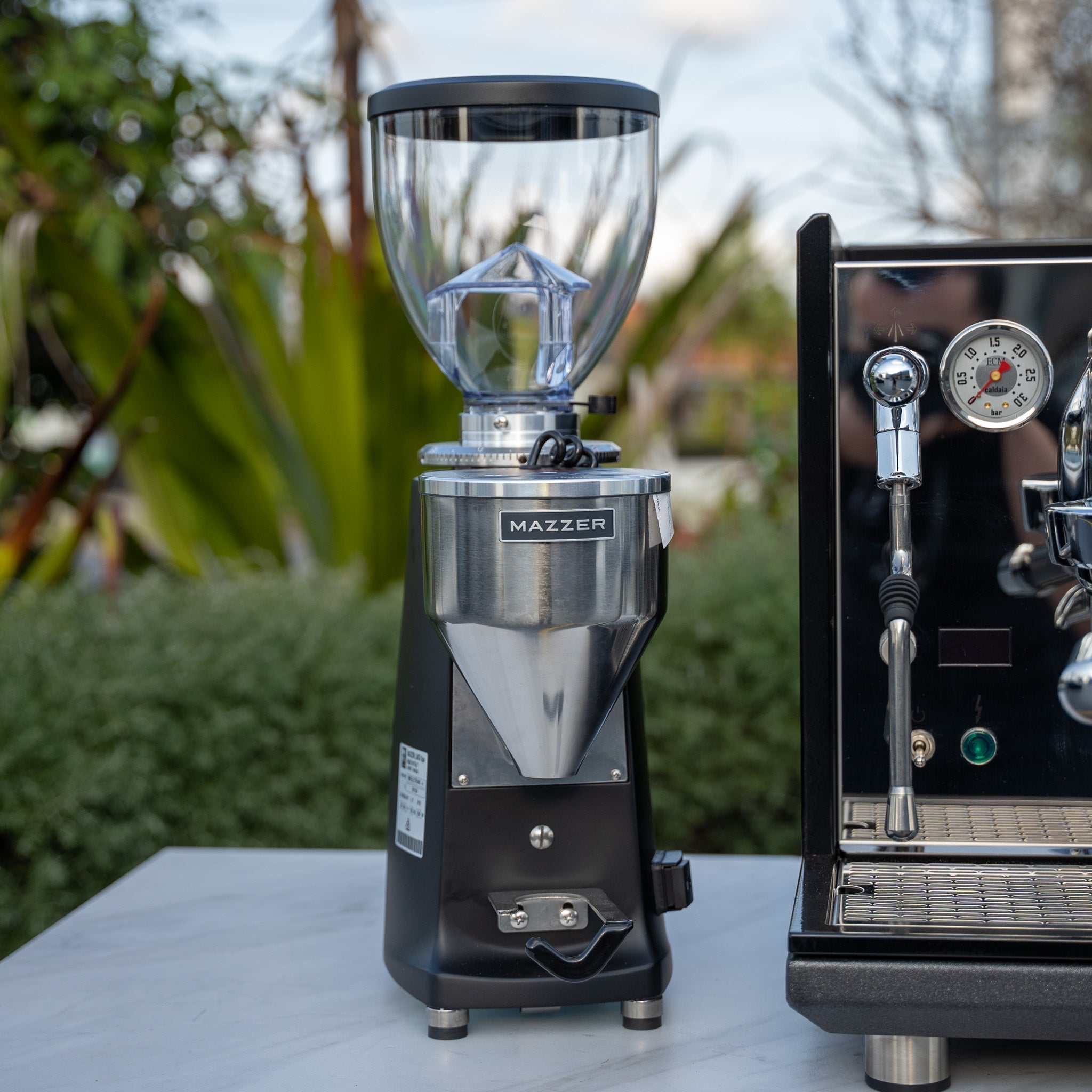 Custom Black ECM Syncronika II Coffee Machine & Mazzer Electronic A Grinder Package