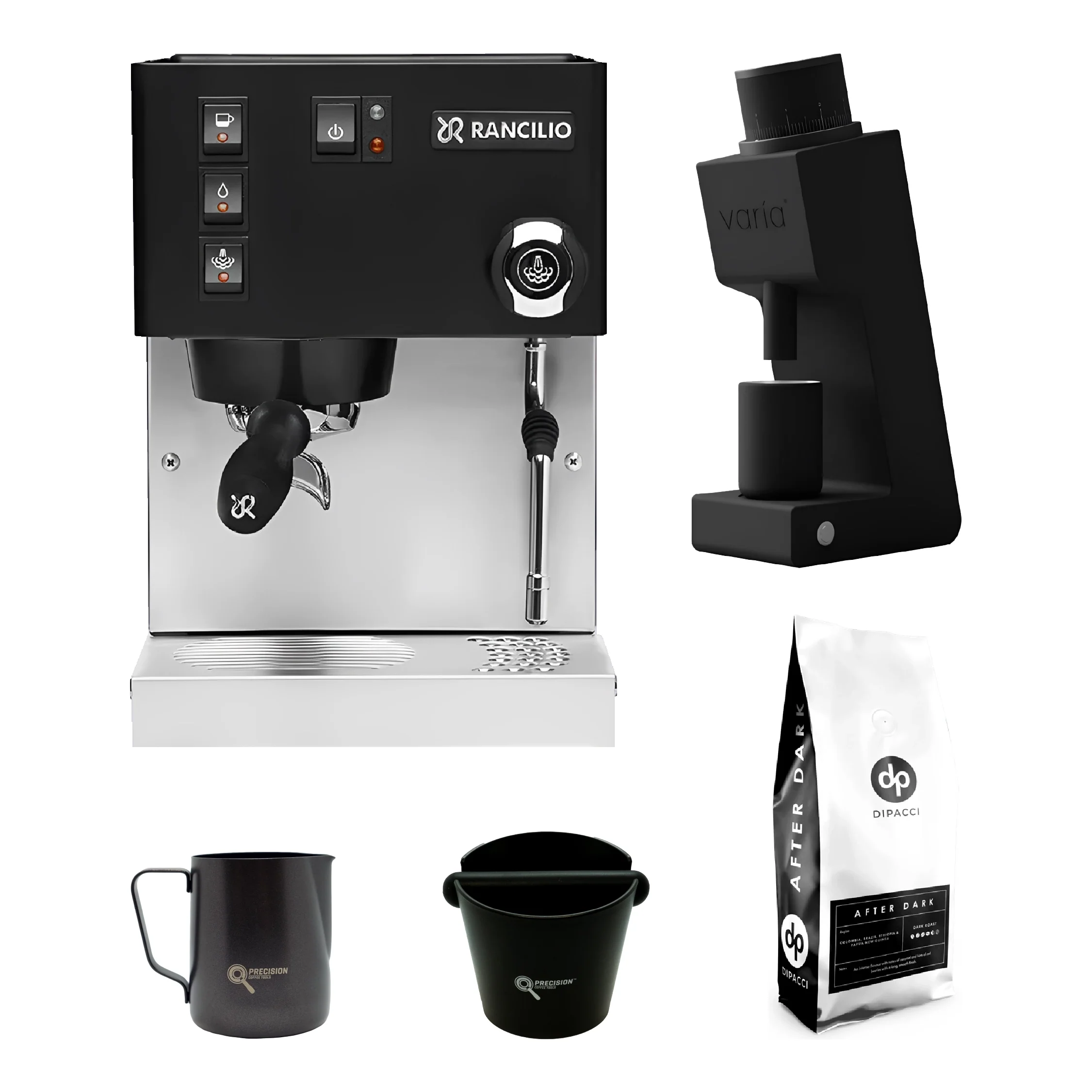 Rancilio Silvia V6 2025 Model +  Varia VS3 Coffee Grinder Gen 2 + 1kg  After Dark Blend + Precision Accessories