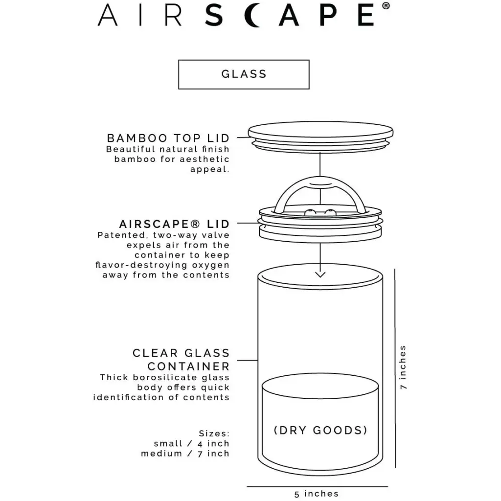 Airscape Glass w/ Bamboo Lid – Medium 7″ – Airtight Coffee