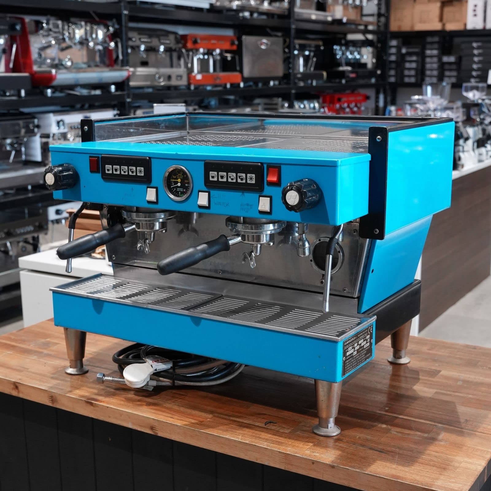 Pre-Loved La Marzocco Linea AV 2 Group Ocean Blue Tall Feet