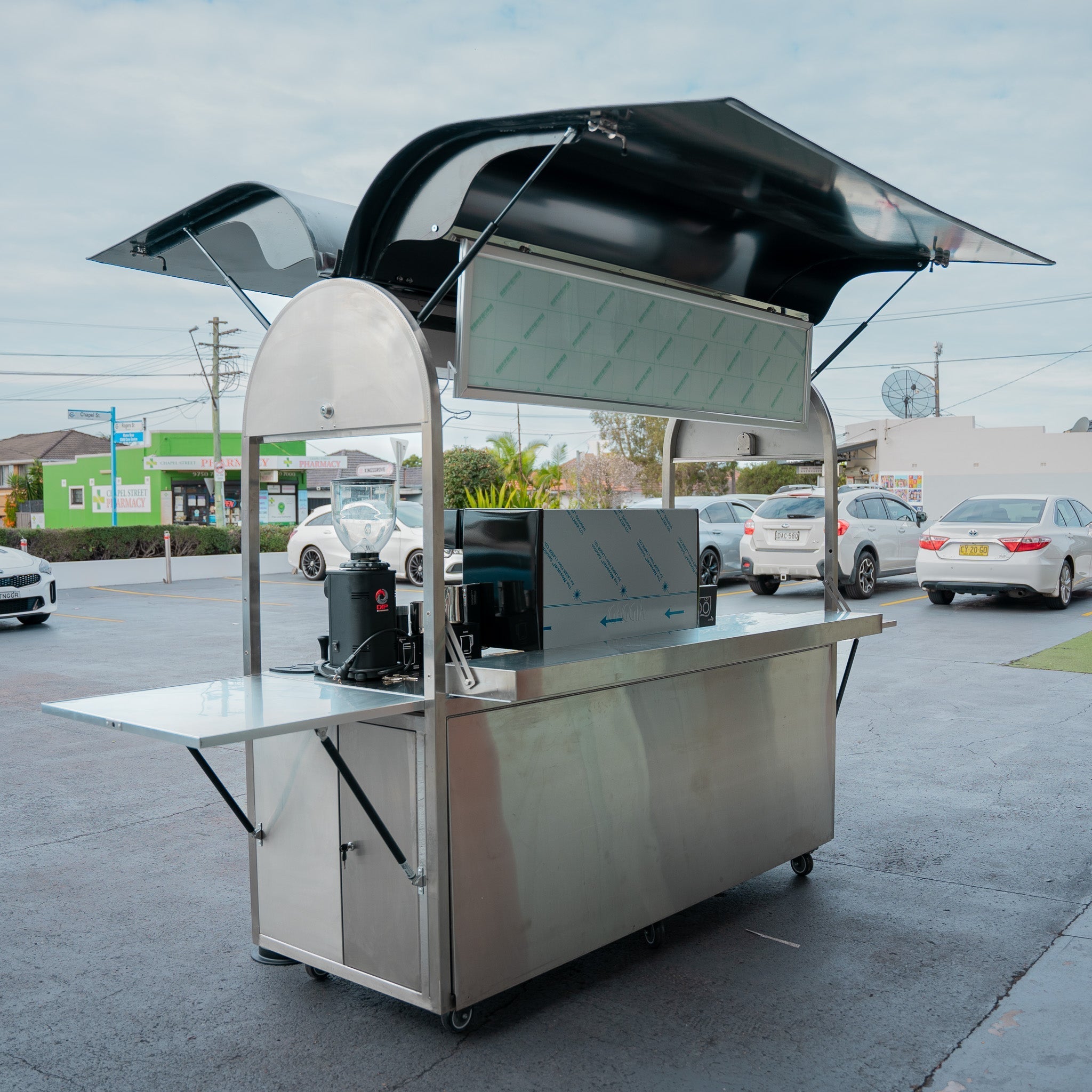 PRECISION LARGE LOCKABLE COFFEE CART PACKAGE WITH GAGGIA VETRO 3 GROUP & DIP DKS - 65 - Australia - Di Pacci