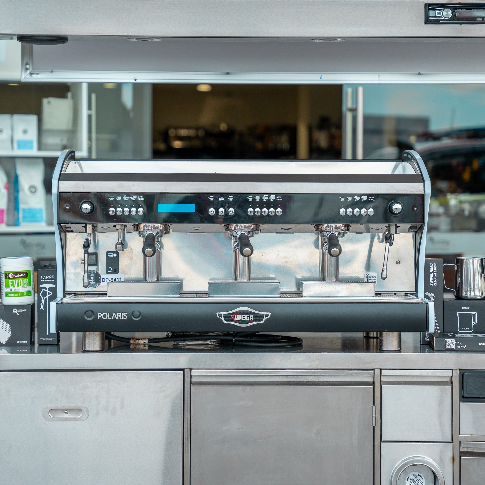 PRECISION LARGE LOCKABLE COFFEE CART PACKAGE WITH WEGA POLARIS TRON 3 GROUP DIP DKS - 65 - Australia - Di Pacci