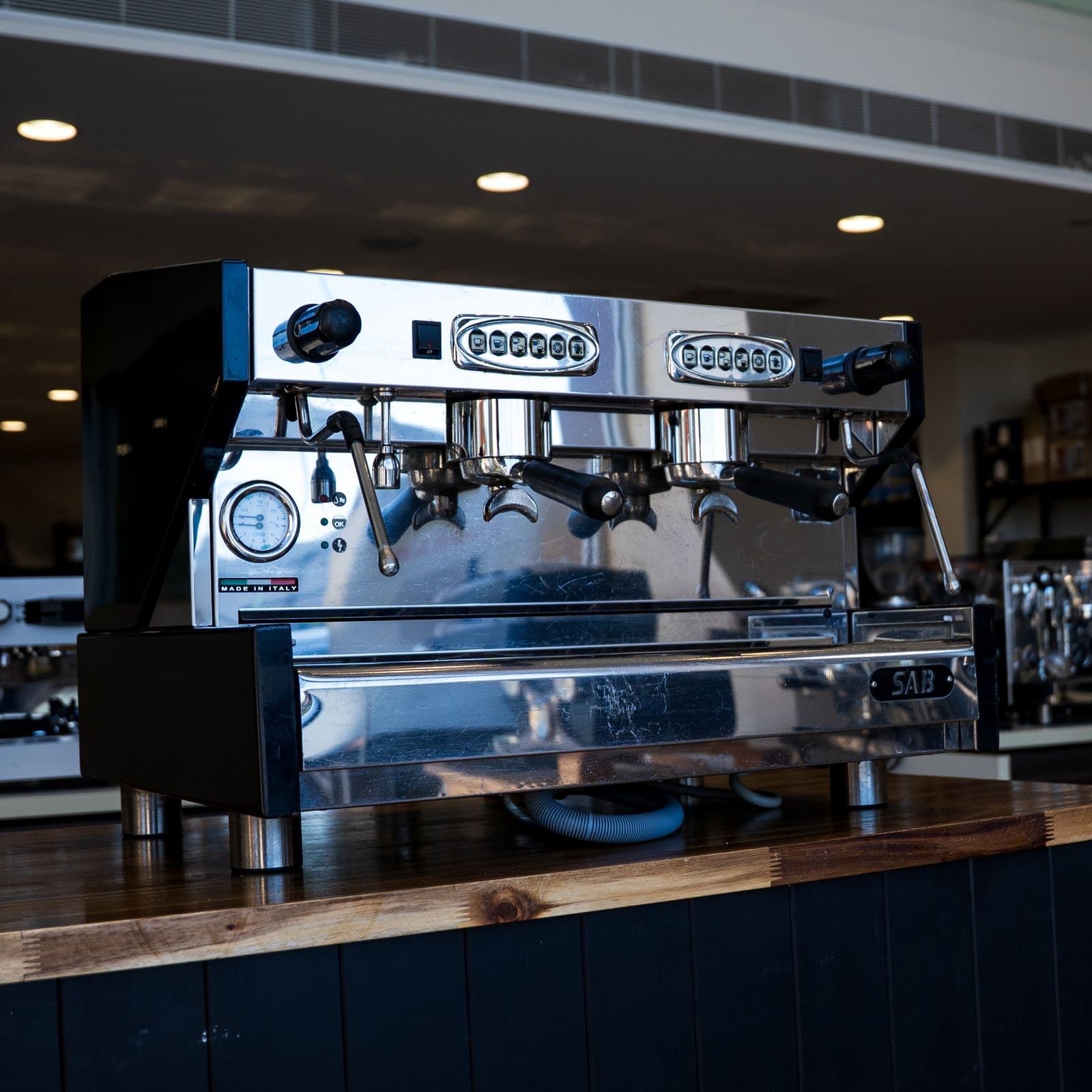 Pre-Loved SAB 2 Group High Cup Commercial Coffee Machine 15 Amp