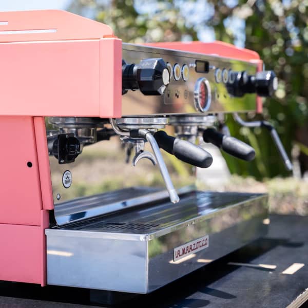 2 Group Salmon Pink Commercial Coffee Machine