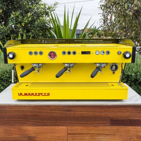 Brand New Custom Canary Yellow 3 Group PB Commercial Coffee Machine