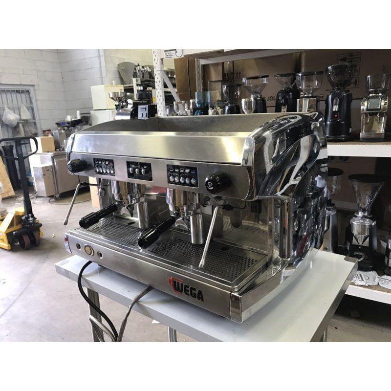 Cheap Used 2 Group Wega Polaris In Chrome Commercial Coffee Machine