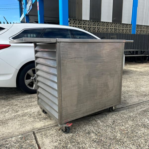 Australian Made Compact Stainless Steel Coffee/ food cart with fridge