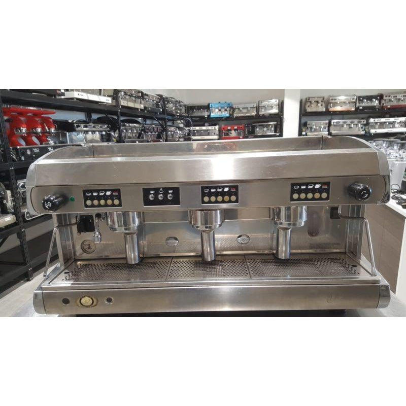 Second Hand 3 Group Chrome Wega Polaris Commercial Coffee Machine at