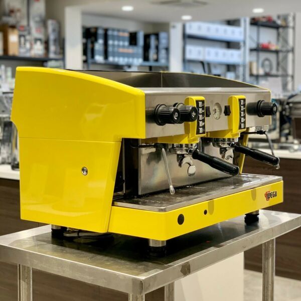 Immaculate Yellow 2 Group Wega Atlas Commercial Coffee Machine