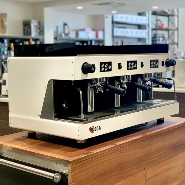 Immaculate Used 3 Group Wega Commercial Coffee Machine In White