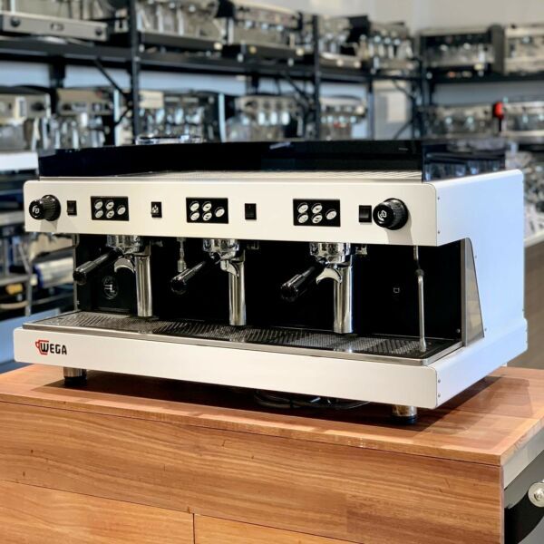 Immaculate Used 3 Group Wega Commercial Coffee Machine In White