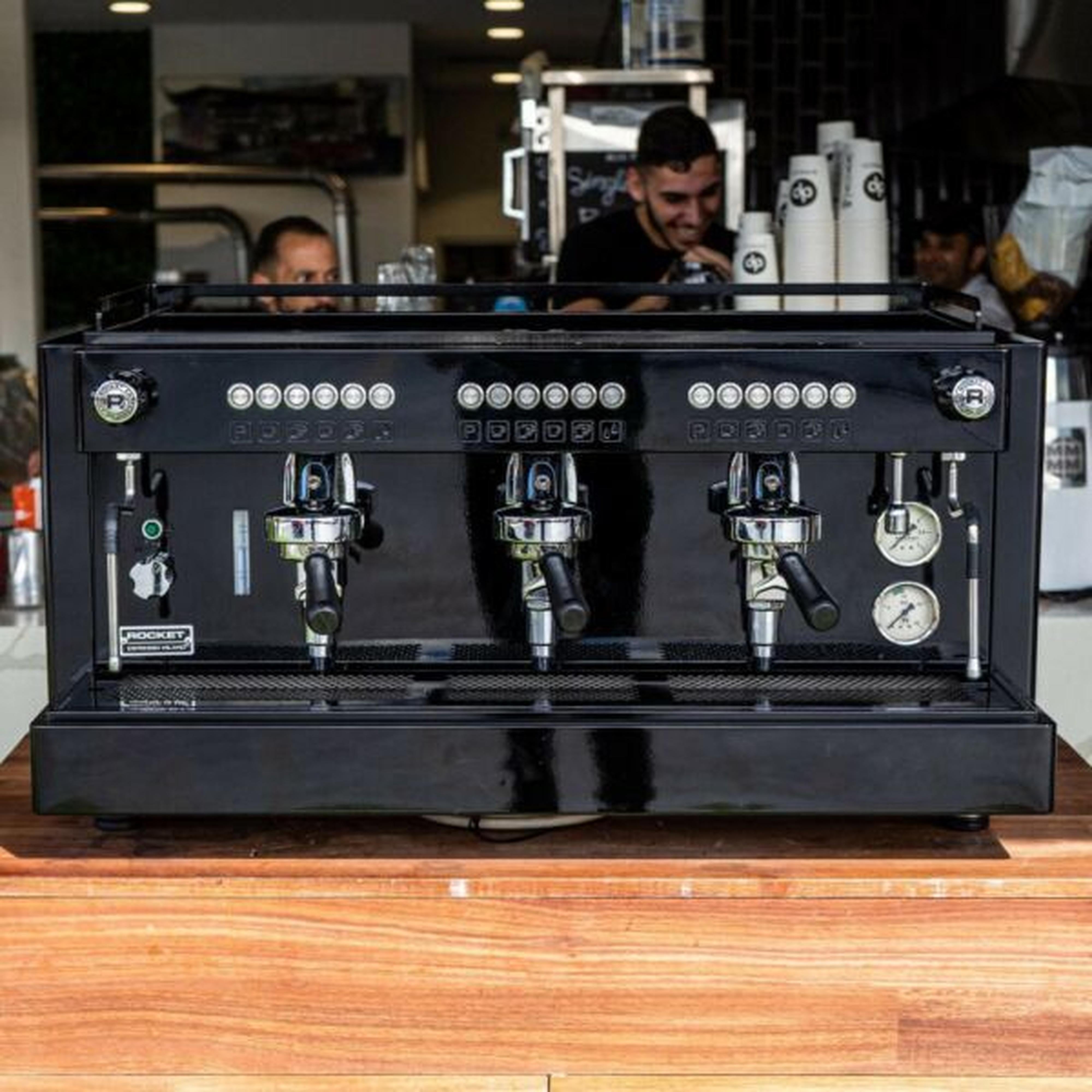 Immaculate Custom Black 3 Group Rocket Rea Commercial Coffee Machine