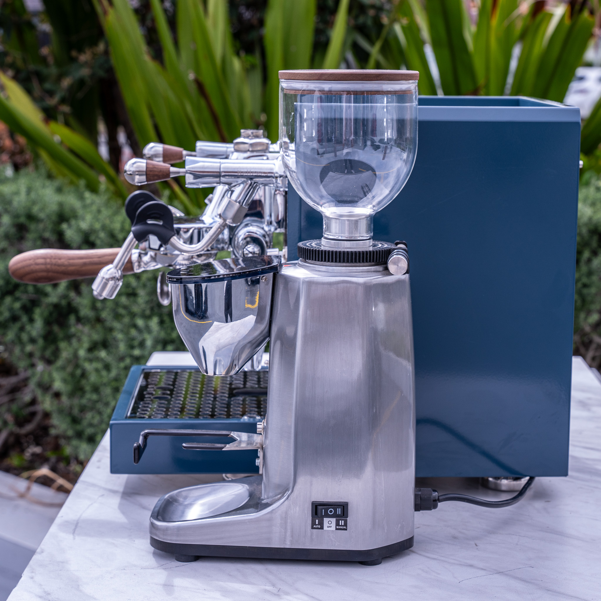 Bellezza Francesca Custom Blue With Chrome Bellezza Piccola Grinder (Brewspire Timber)