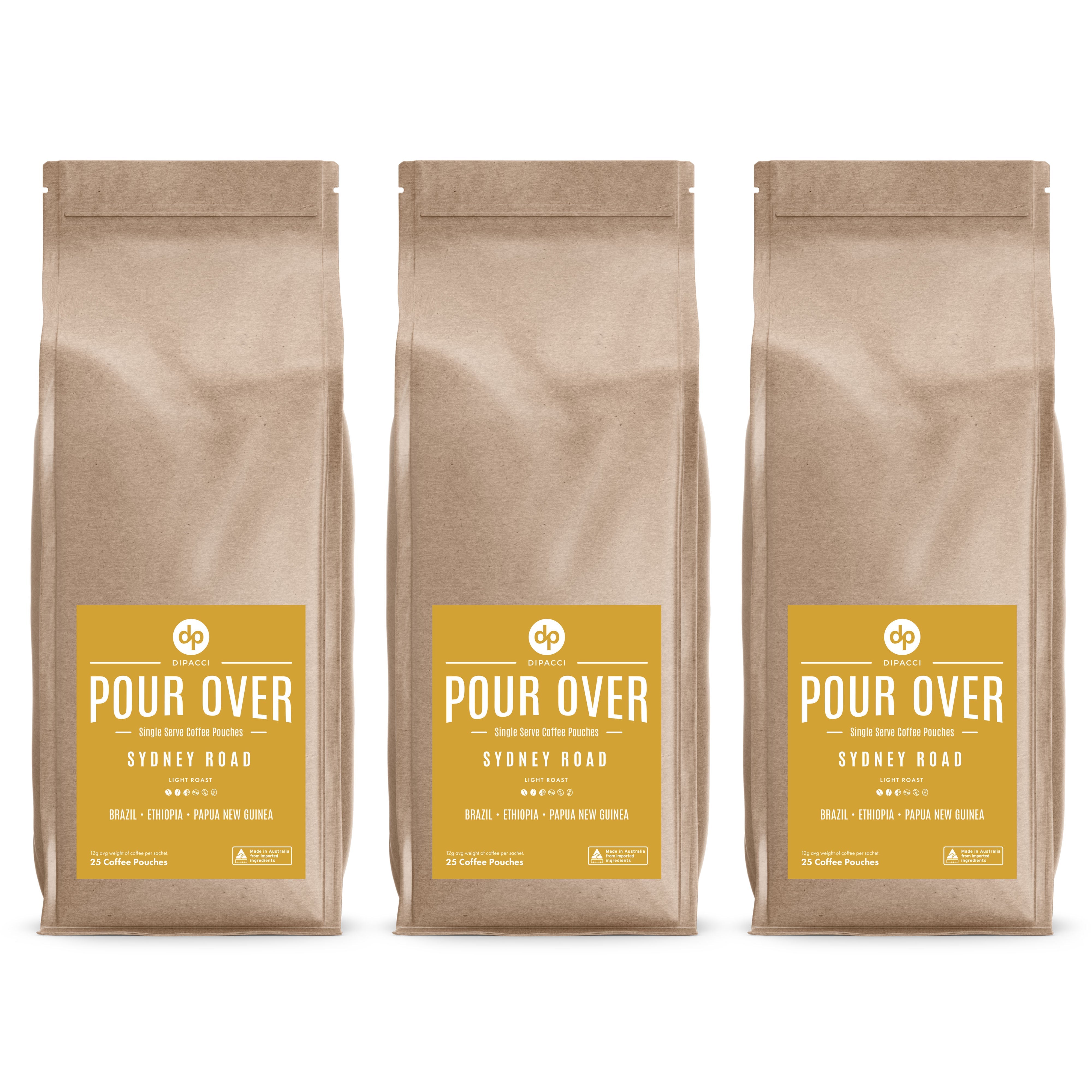 Single Serve Pour Over Coffee Pouches - 25 Pack