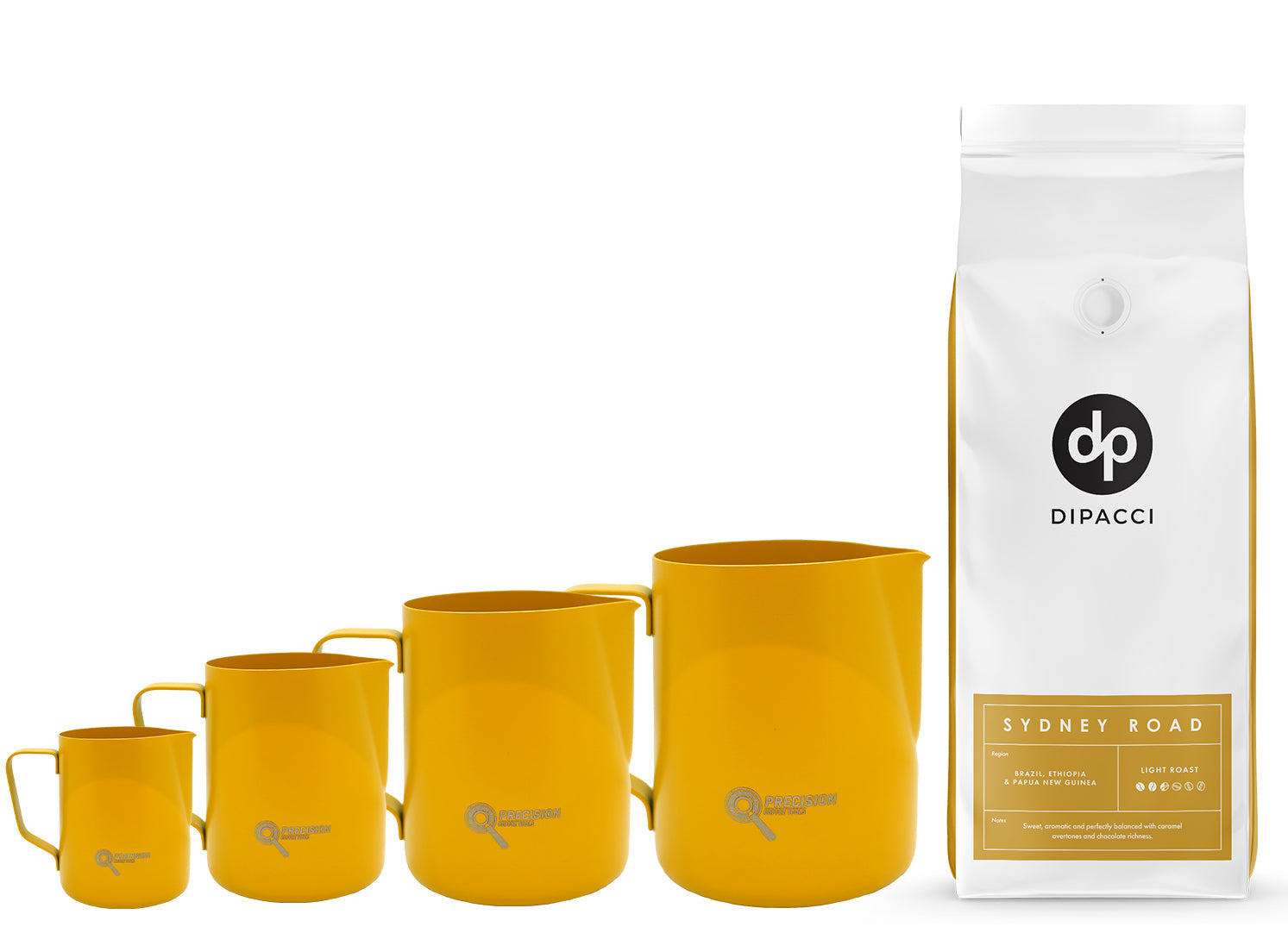 Precision Milk Pitcher 4 Pack Bundle w/ FREE 1kg Coffee