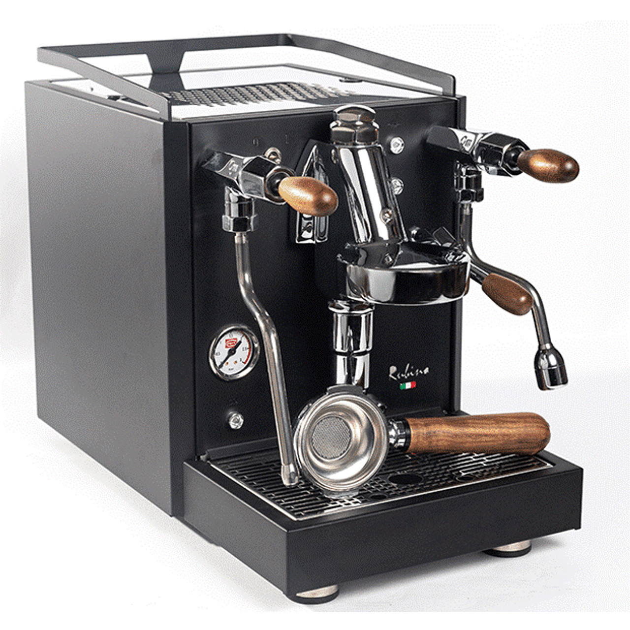 Quick Mill Rubino Matt Black with Wood Coffee Machine