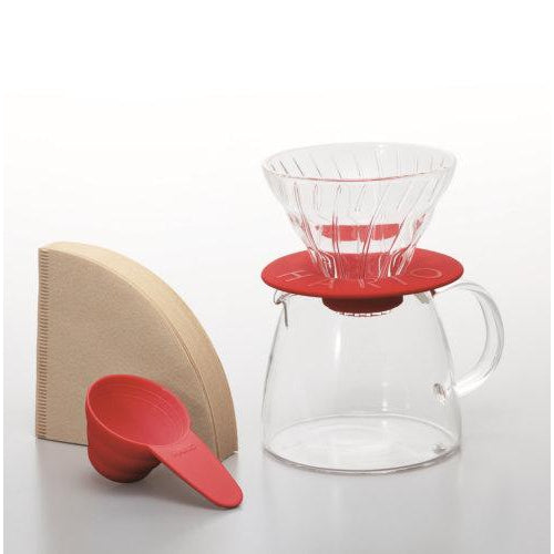 Hario Hario Glass Dripper & Pot Set - Red